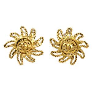 Chanel Sun Earrings Clip-On Gold 94A 114919